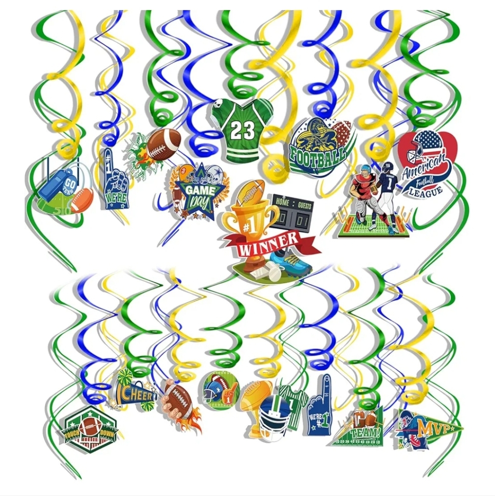 Football Party Hanging Swirls Decorations